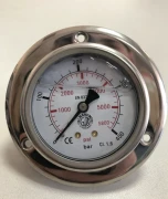 Манометр 63 мм  0-400 Бар 1/4  ( заполенный) осевой , подключение сзади